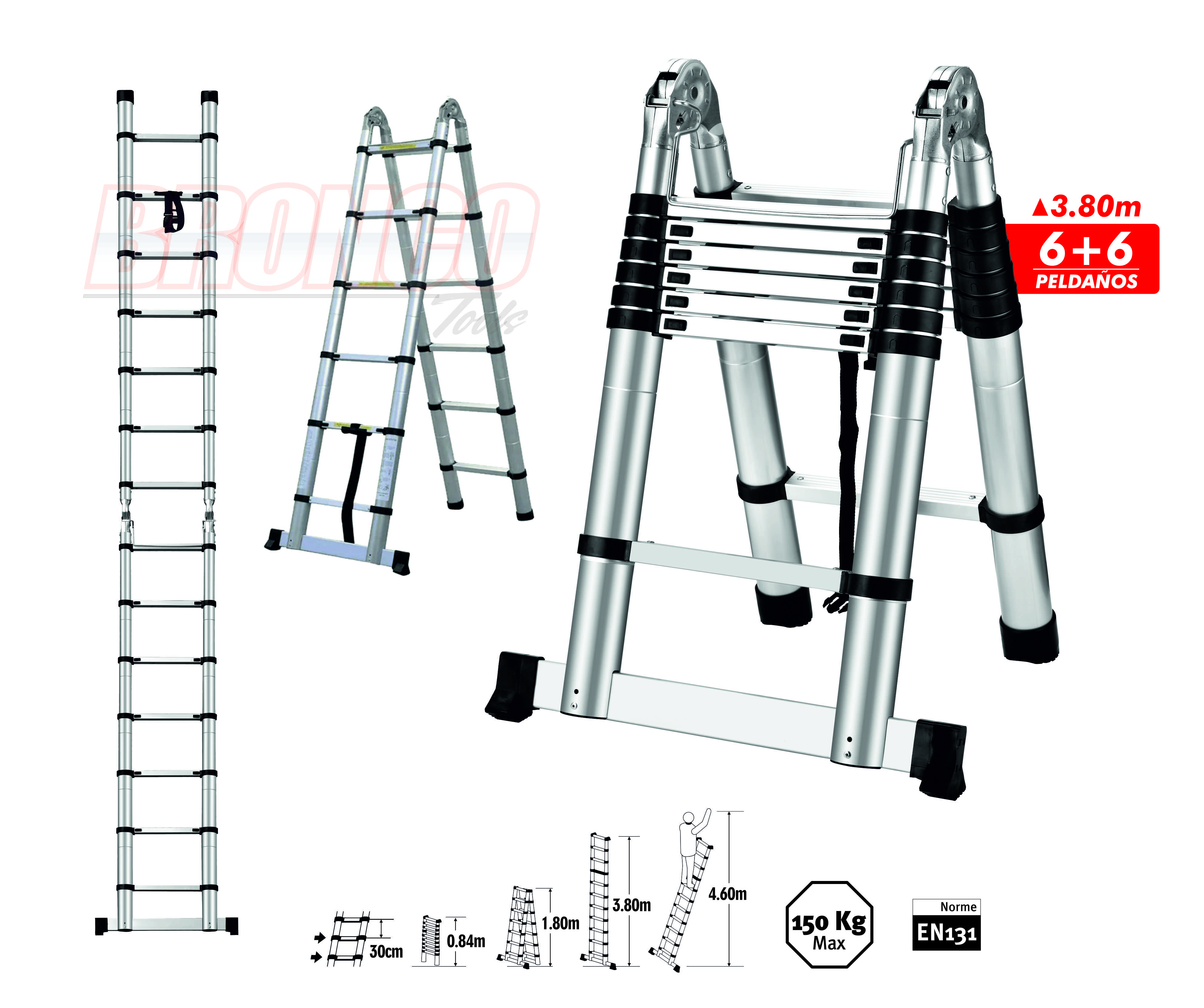 BRONCO ESCALERA MULTIPOSICIÓN 6+6 PELDAÑOS
