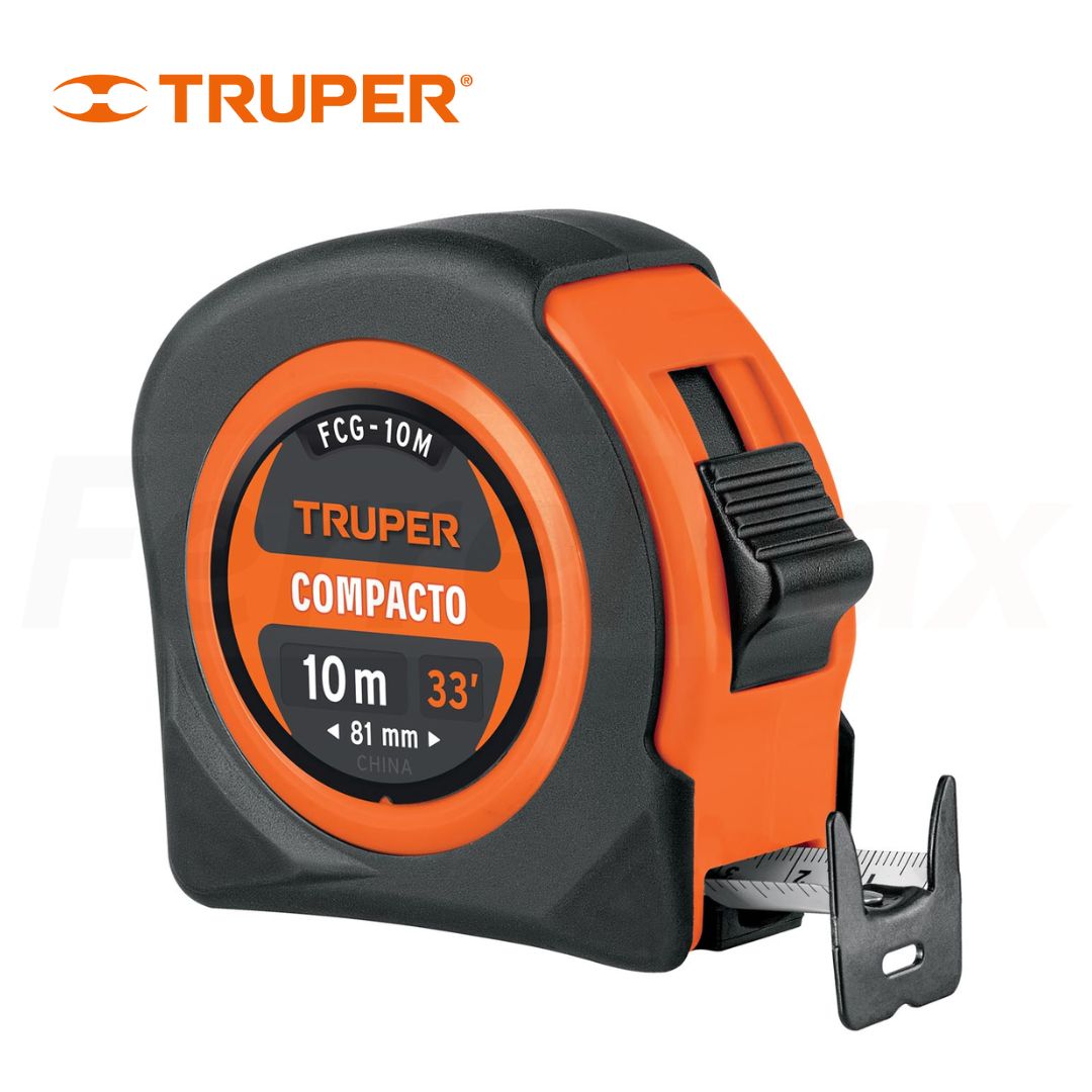 TRUPER FLEXOMETRO COMPACTO 10Mx25mm CUBIERTA TPR(6)