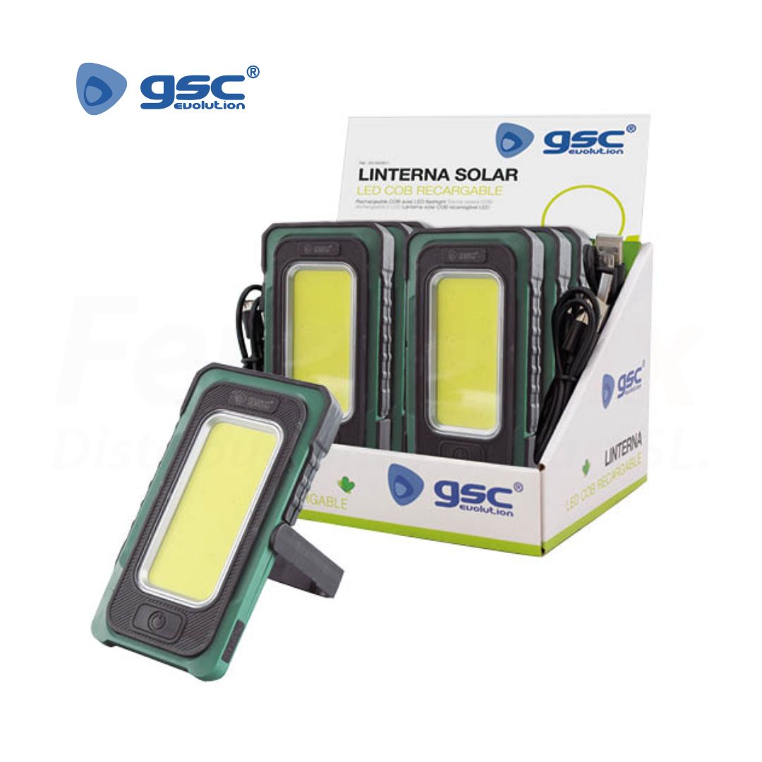 GSC LINTERNA SOLAR LED COB RECARGABLE EXPO.6und(12)