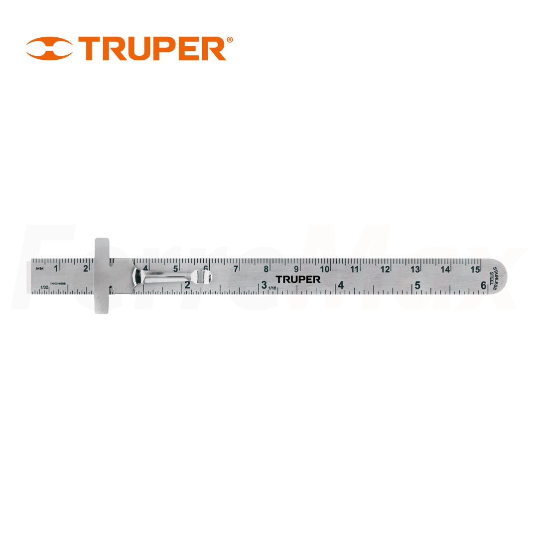 TRUPER REGLA DE BOLSILLO ACERO INOX.16cm(12)