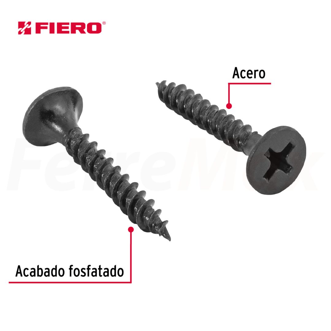FIERO TORNILLO PLADUR PAVONADO Nº6X25mmX100piezas(6)