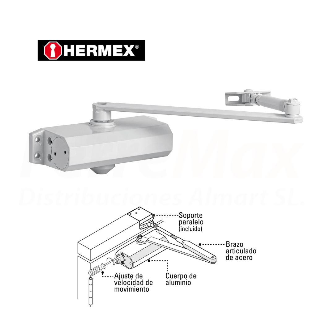 HERMEX BRAZO CIERRA PUERTAS BLANCO 40-80KG(1)