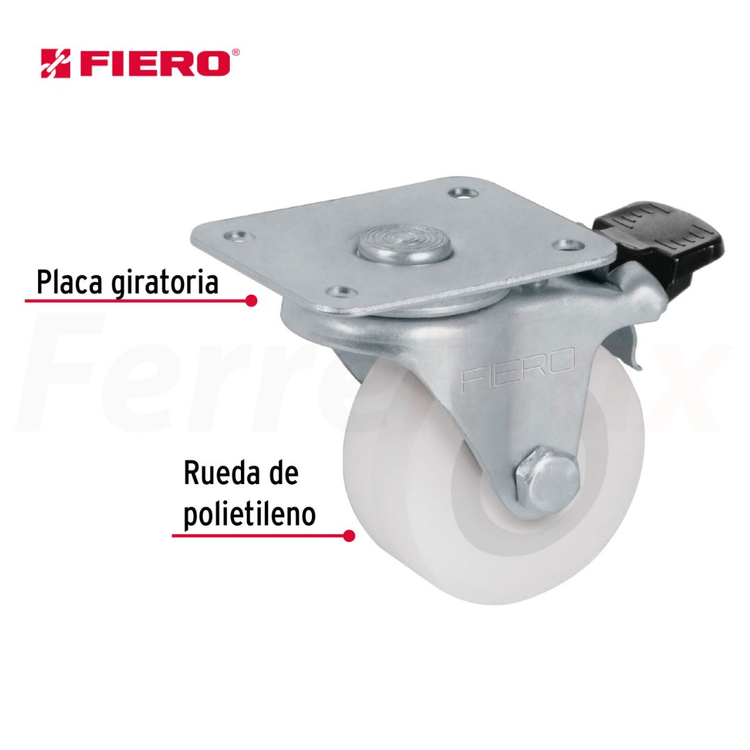 FIERO RUEDA NYLON C/FRENO C/PLACA