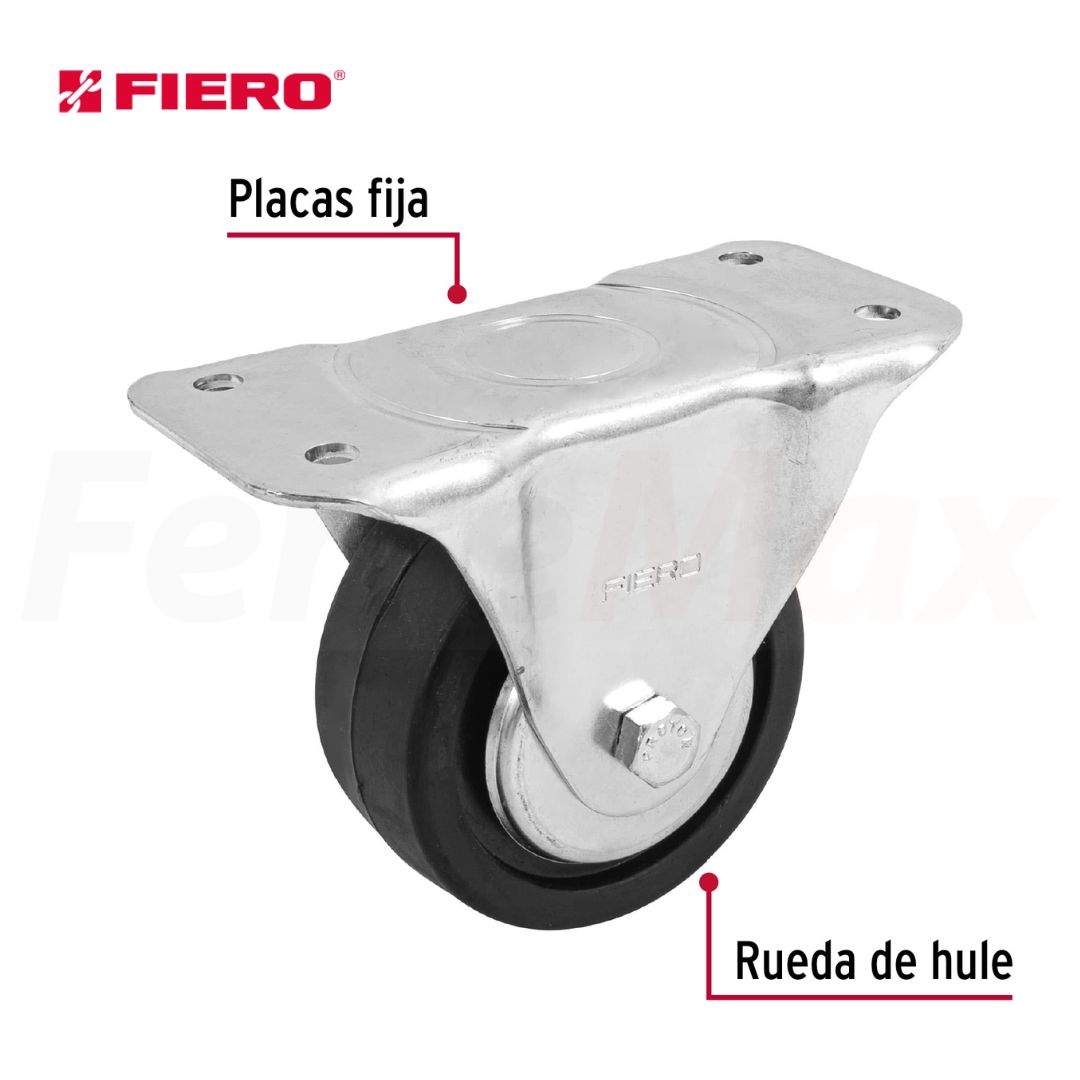 FIERO RUEDA HULE PLACA FIJA
