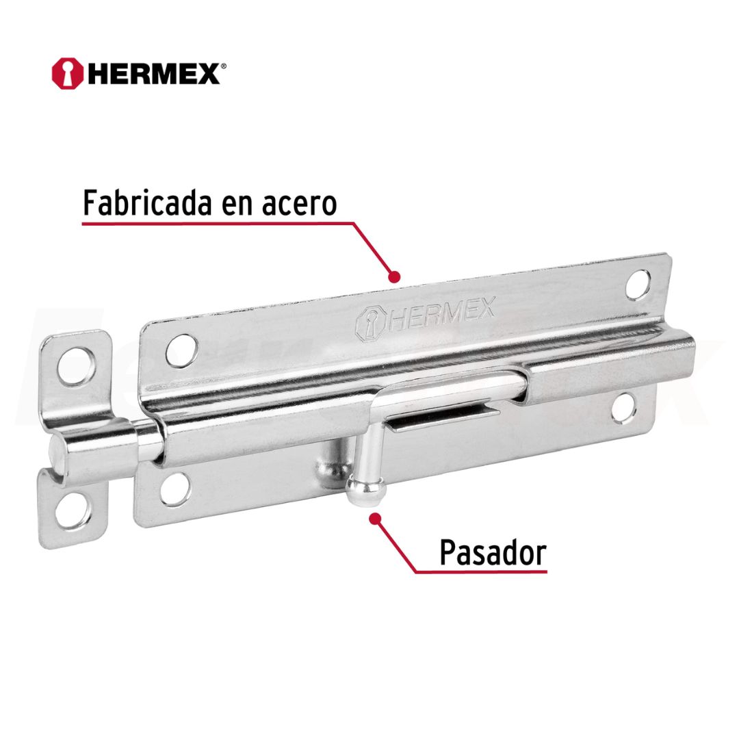 HERMEX CERROJO PASADOR ACERO
