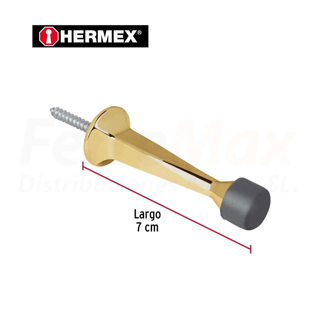 HERMEX TOPE PUERTA RECTO LATON BLISTER(6)