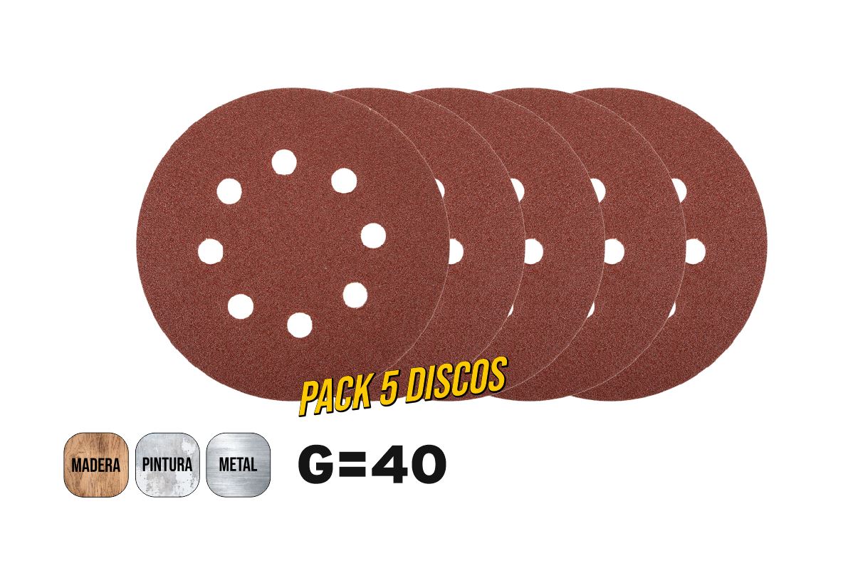 BRONCO DISCO VELCRO LIJAR 225mm ABRASIVO GRANO 40(PACK.5p)