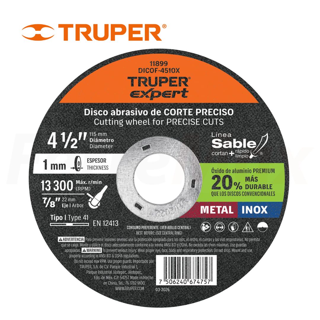 TRUPER EXPERT DISCO CORTE PROFESIONAL 115mmX1mm(5)