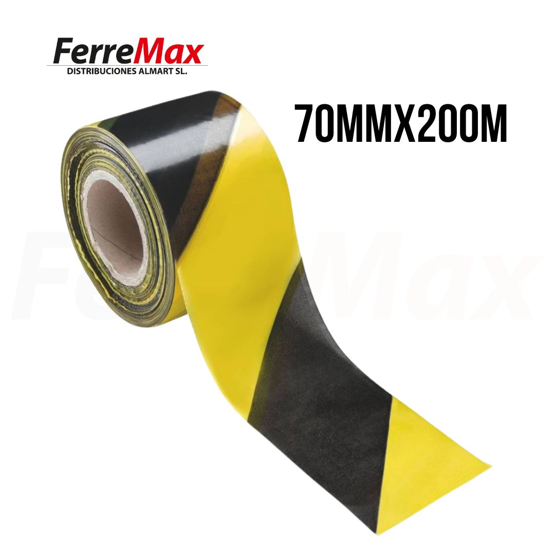 CINTA BALIZAR NEGRO-AMARILLA 70mmX200M(CAJA.12pcs)NET