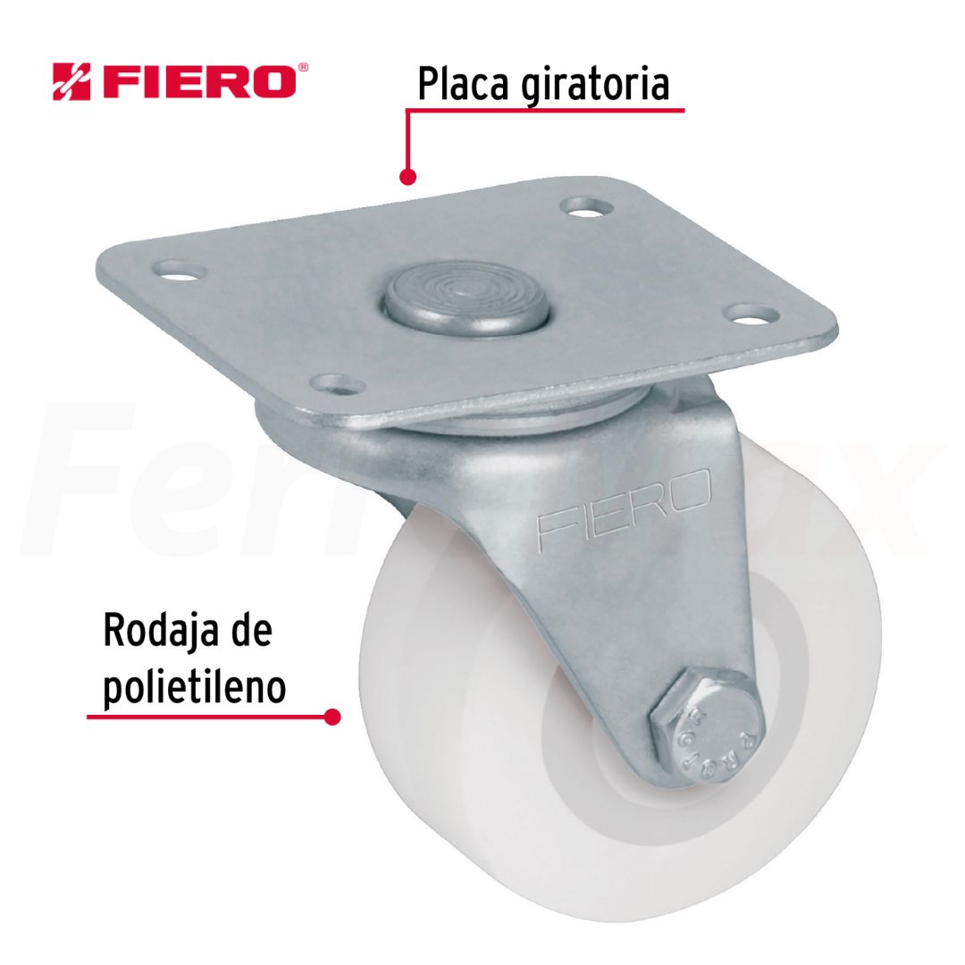 FIERO RUEDA NYLON C/PLACA GIRATORIA